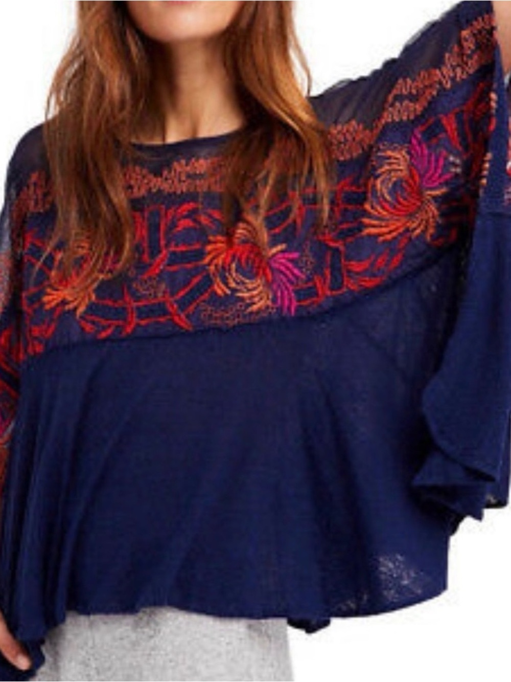 Free People Love Letter Embroidered Top size small